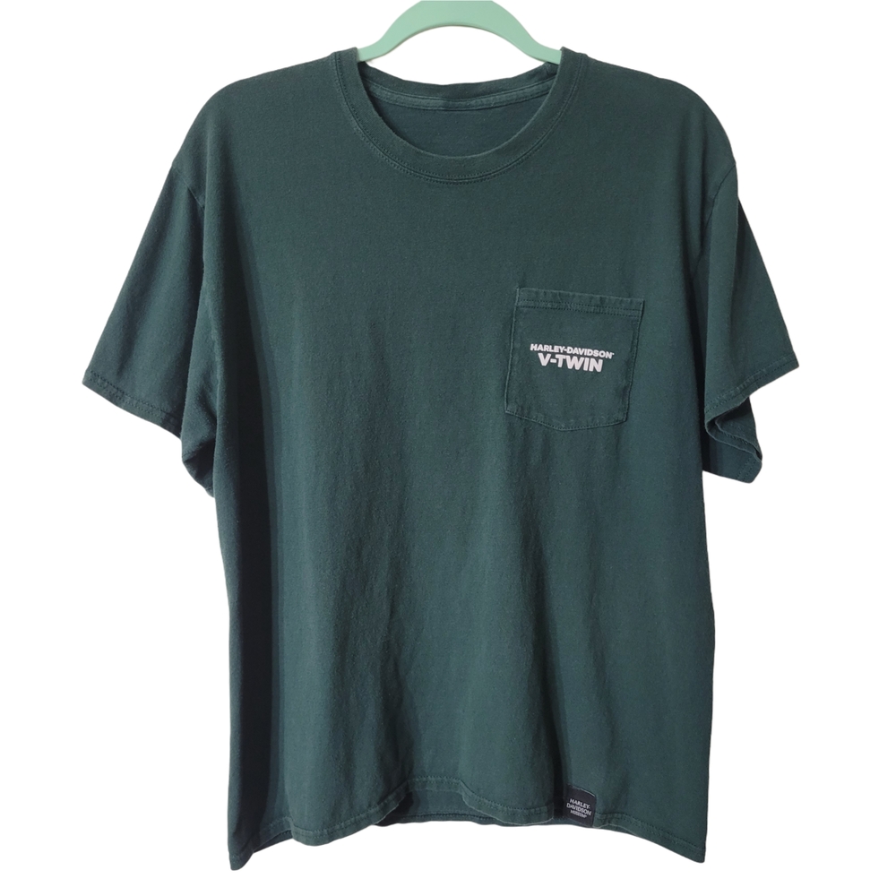 Harley-Davidson Vintage V-Twin Green Short Sleeve Tee Size Medium